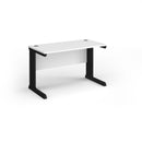 White Vivo 600mm deep straight desk by Dams, showing a sleek, modern office desk with clean lines and a spacious workspace.