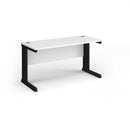 Dams Vivo 600mm deep straight desk in white with clean, modern design and smooth surface for workspace organization.