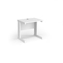 White Vivo 600mm deep straight desk by Dams, showing a sleek, modern office workspace with clean lines and a spacious surface.