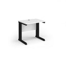 White Vivo 600mm deep straight desk by Dams, showcasing a sleek, modern office workspace with clean lines and a sturdy surface.