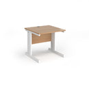 Dams Vivo 800mm deep straight desk in beech wood finish, showing a spacious workspace with a sleek, modern design.