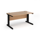 Dams Vivo 800mm deep straight desk in beech wood finish, showing the sleek rectangular surface and sturdy straight legs.