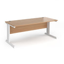Dams Vivo 800mm deep straight desk in Beech wood with clean, modern design and smooth surface for office workspace.