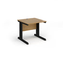 Dams Vivo 800mm deep oak straight desk with clean lines and smooth surface, ideal for modern office workspace.