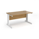 Dams Vivo 800mm deep straight oak desk showing smooth wooden surface and sturdy straight design for office workspace.