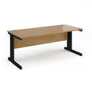 Dams Vivo 800mm deep straight desk in oak wood finish, featuring a sleek rectangular surface and sturdy straight legs.