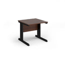 Dams Vivo 800mm deep straight desk in walnut wood finish, showing the sleek rectangular tabletop and sturdy desk legs.