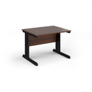 Vivo 800mm deep straight desk in walnut wood finish by Dams, showcasing a sleek and modern office workspace with a spacious tabletop.