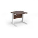 Dams Vivo 800mm deep straight walnut desk with clean lines and smooth surface, ideal for modern home or office workspace.