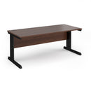 Dams Vivo 800mm deep straight desk in walnut wood finish, with a spacious rectangular surface and sturdy metal legs.