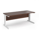 Dams Vivo 800mm deep straight desk in walnut wood finish, featuring a sleek rectangular tabletop and sturdy metal legs.