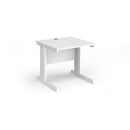 White Vivo 800mm deep straight desk by Dams, featuring a sleek modern design and a spacious work surface.