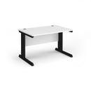 White Vivo 800mm deep straight desk by Dams, showing a clean, modern office workspace with the desk's smooth surface and sturdy legs.