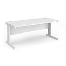 White Vivo 800mm deep straight desk by Dams, featuring a sleek, modern design with a spacious work surface and sturdy construction.