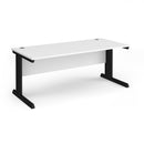 White Vivo 800mm deep straight desk by Dams, featuring a sleek modern design with a spacious surface and sturdy construction.