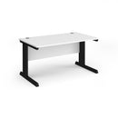 White Vivo 800mm deep straight desk by Dams, featuring a sleek modern design with a spacious work surface.