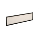 Dams Straight Glazed Desktop Screen in Polar White with black aluminum frame, clear glass panel for modern office workspace.