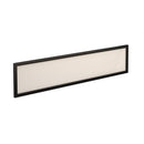 Dams Straight Glazed Desktop Screen in Polar White with black aluminium frame, showing clear glass panel and sleek modern design