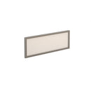 Dams Straight Glazed Desktop Screen in Polar White with silver aluminum frame, providing a sleek workspace divider.