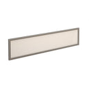 Dams Straight Glazed Desktop Screen in polar white with silver aluminum frame, providing a sleek workspace divider