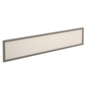 Dams Straight Glazed Desktop Screen in Polar White with silver aluminum frame, showing clean, modern office partition design.