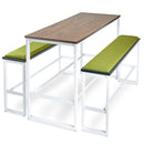 Dams Otto Poseur Benching Solution High Bench in Kendal Oak with sleek wooden finish and sturdy metal frame.
