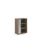 Dams Nebraska Oak universal single door tambour cupboard with wood grain finish and sleek design.