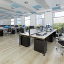Dams Adapt back-to-back desks with 600mm depth in beech finish, showing the sleek, modern workspace setup.
