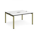 Dams Adapt back-to-back desks with 600mm depth in white and black finish, featuring a modern design suitable for office spaces.