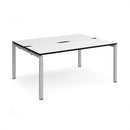 Dams Adapt Back to Back Desks with 600mm depth in white and black, showing sleek modern office workspace setup
