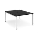 Dams Adapt Back to Back desks in black with 800mm depth, showing sleek, modern office workspace setup from the front.