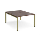 Dams Adapt back-to-back desks with walnut finish, 800mm deep, showing sleek workspace with modern design and natural wood texture.