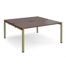 Dams Adapt back-to-back desks with 800mm depth in walnut finish, featuring sleek wood grain and modern office design.