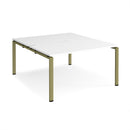 Dams Adapt back-to-back desks with 800mm depth in white, showing sleek tabletop and sturdy metal frame for office use.