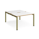 Dams Adapt back-to-back desks with white and oak finish, 800mm deep, showing sleek modern workspace setup.