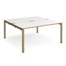 Dams Adapt Back to Back Desks with 800mm depth in white and oak finish, showing sleek modern office workspace setup.