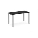 Black Dams Adapt Single Desk, 600mm deep, with a sleek surface and sturdy frame, suitable for modern workspace setups.