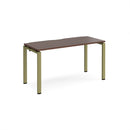 Dams Adapt Single Desk with 600mm depth in walnut wood finish, displaying a sleek, modern workspace with clean lines and smooth surface.