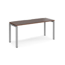 Dams Adapt Single Desk in walnut with 600mm depth, featuring a sleek wooden surface and sturdy metal legs.
