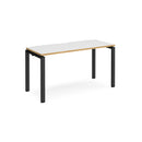 Dams Adapt single desk with 600mm depth in white and oak finish, showing smooth surface and modern design.