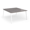 Dams Connex Plus angled back-to-back desk in grey oak finish, showcasing modern office workspace with sleek design.