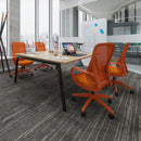 Dams Connex Plus angled back-to-back desk in grey oak finish, showing the modern workspace design with clean lines and sturdy construction.