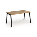 Dams Connex Plus Angled Single Desk in oak wood with sleek modern design and smooth surface for workspace.
