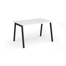 White Dams Connex Plus Angled Single Desk shown from side view with a sleek, modern design and smooth white finish.