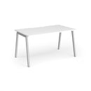 Dams Connex Plus Angled Single Desk in white with sleek modern design and smooth surface for workspace comfort.