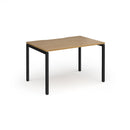 Dams Connex Plus Goal-Post Single Desk in oak wood with a sleek, modern design and natural wood finish.