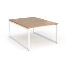 Beech Connex Plus O Frame Back To Back Desk by Dams, showing the sleek, modern office workspace with dual work surfaces.