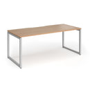 Dams Connex Plus O Frame Single Desk in beech wood with oval-shaped tabletop and sturdy metal frame.
