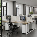 White Connex Plus O Frame single desk by Dams with sturdy O-shaped legs and spacious work surface.