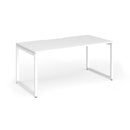 Dams Connex Plus O Frame Single Desk in white with sleek modern design and spacious work surface.